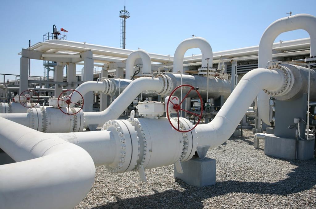 Valves and large piping in an outdoors facility