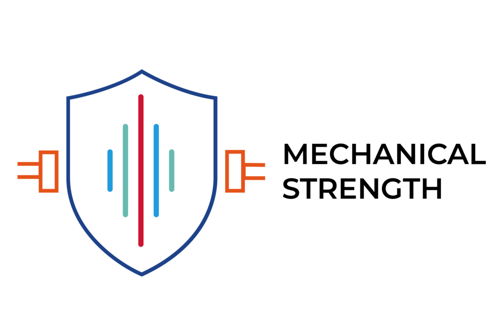 Logo featuring a shield symbolizing mechanical strength, emphasizing durability and protection.