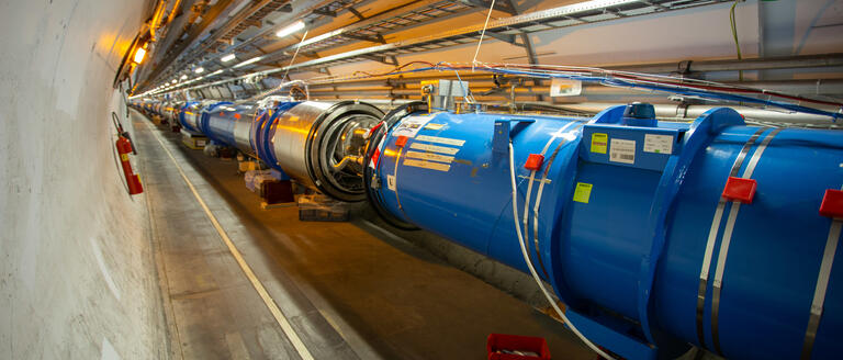 A large diameter, long pipe in an underground tunnel