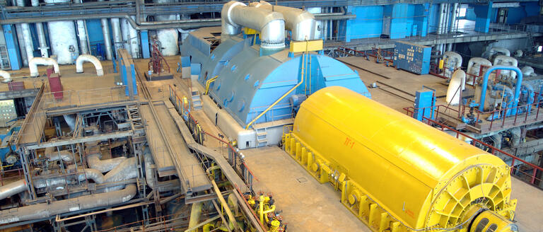 A turbine in a power generation plant
