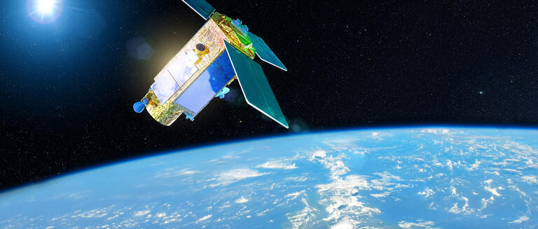 A satellite orbiting the planet Earth