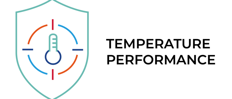Logo for Temperature Performance featuring a stylized thermometer and bold text representing the brand's focus on temperature control.