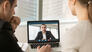 Three people having a virtual meeting